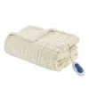 Oversized Faux Fur Heated Throw — 50"×70", 3 Heat Settings, 2-Hour Auto Shutoff, Virtually Zero EMF, Ivory | $81.99
