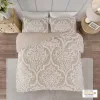 3-Piece Tufted Cotton Chenille Damask Duvet Cover Set — King/Cal King, 104"×92", Button Closure, 4 Corner Ties, Oeko-Tex | $110.99