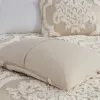 3-Piece Tufted Cotton Chenille Damask Duvet Cover Set — King/Cal King, 104"×92", Button Closure, 4 Corner Ties, Oeko-Tex | $110.99