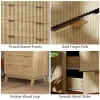 4-Drawer Fluted Dresser — Gold Finger Pulls, Wood Legs, Natural Wood Effect | 27.6"W × 32.7"H