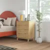 4-Drawer Fluted Dresser — Gold Finger Pulls, Wood Legs, Natural Wood Effect | 27.6"W × 32.7"H