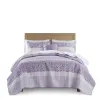 4-Piece Seersucker Lace Quilt Set King/Cal King — 106"×96", Floral Botanical, Vermicelli Quilting, Hypoallergenic, Antimicrobial | $66.99