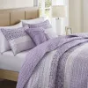 4-Piece Seersucker Lace Quilt Set King/Cal King — 106"×96", Floral Botanical, Vermicelli Quilting, Hypoallergenic, Antimicrobial | $66.99