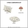 4-Piece Mushroom Garden Comforter Set Full/Queen — 90"×90", Whimsical Floral Print, Mushroom-Shaped Pillow, Oeko-Tex | $84.48