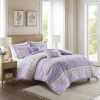 5-Piece Seersucker Comforter Set Full/Queen — 90"×90", Floral Botanical, Lace Embellishments, 2 Filled Throw Pillows, Shabby Chic | $89.99