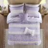 5-Piece Seersucker Comforter Set Full/Queen — 90"×90", Floral Botanical, Lace Embellishments, 2 Filled Throw Pillows, Shabby Chic | $89.99