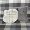 6-Piece Reversible Herringbone Quilt Set — Buffalo Plaid, Channel Quilting, Hand-Embroidered Pillows | King & Cal King