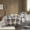 7-Piece Herringbone Buffalo Plaid Comforter Set King — 104"×92", Bed Skirt, 3 Embroidered Decorative Pillows, Oeko-Tex | $133.99