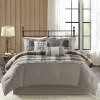 7-Piece Herringbone Buffalo Plaid Comforter Set King — 104"×92", Bed Skirt, 3 Embroidered Decorative Pillows, Oeko-Tex | $133.99