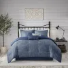 7-Piece Printed Seersucker Comforter Set Queen — Bed Skirt, 3 Decorative Pillows, Floral Botanical | $109.99