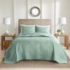 3-Piece Seafoam Reversible Bedspread Set — King/Cal King 120"×118", Medallion Quilting, 2 King Shams, Hypoallergenic, Oversized Drape | $106.95