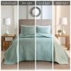 3-Piece Seafoam Reversible Bedspread Set — King/Cal King 120"×118", Medallion Quilting, 2 King Shams, Hypoallergenic, Oversized Drape | $106.95