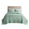 3-Piece Seafoam Reversible Bedspread Set — King/Cal King 120"×118", Medallion Quilting, 2 King Shams, Hypoallergenic, Oversized Drape | $106.95