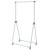 Folding Silver Garment Rack — Height Adjustable 39"–66", Outdoor Rated, 5 lbs, Lockable Wheels | $115.70