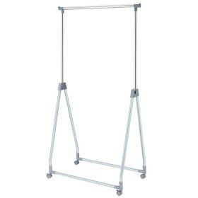 Folding Silver Garment Rack — Height Adjustable 39"–66", Outdoor Rated, 5 lbs, Lockable Wheels | $115.70