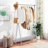 Folding Silver Garment Rack — Height Adjustable 39"–66", Outdoor Rated, 5 lbs, Lockable Wheels | $115.70