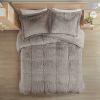 Grey Faux Fur Comforter Set Full/Queen — Shaggy Long Pile, Plush Reverse, Oeko-Tex, 3-Piece | $180.70