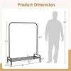 Black Metal Garment Rack with Bottom Shelf — Anti-Slip Rod Stoppers, Adjustable Foot Pads, Powder-Coated | $115.70