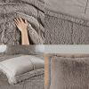 Grey Faux Fur Sherpa Comforter Set King/Cal King — 3-Piece, 104"×90", Shaggy Long Fur, Plush Reverse, Oeko-Tex | $193.70