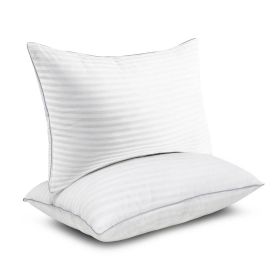 Queen Bed Pillows 2-Pack — Down Alternative Fill, Cotton Cover, Medium Comfort, Hypoallergenic, Antimicrobial, Oeko-Tex Certified