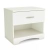 Modern White Nightstand — 1 Drawer, Open Shelf, Metal Hardware | 23"W × 21"H | $193.70