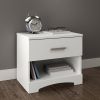 Modern White Nightstand — 1 Drawer, Open Shelf, Metal Hardware | 23"W × 21"H | $193.70