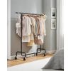 Matte Black Heavy Duty Metal Garment Rack with Wheels — Extendable Hanging Bar, 286 lb Capacity, Tool-Free Assembly