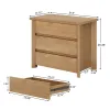 3-Drawer Rustic Brown Bedside Table — Engineered Wood Nightstand, Smooth-Glide Drawers, Space-Saving Compact Design