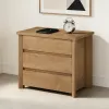 3-Drawer Rustic Brown Bedside Table — Engineered Wood Nightstand, Smooth-Glide Drawers, Space-Saving Compact Design