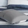 Twin Comforter Set With Bed Sheets — Grey Navy Blue Stripe, Solid Grey Reverse, Sheets Included, Oeko-Tex, Hypoallergenic | $70.99