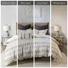 Cotton Jacquard Duvet Cover Mini Set — King/Cal King, 104"×92", Eyelash Woven Stripe, Farmhouse Style, Button Closure | $116.99