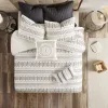 Cotton Jacquard Duvet Cover Mini Set — King/Cal King, 104"×92", Eyelash Woven Stripe, Farmhouse Style, Button Closure | $116.99