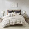 Cotton Jacquard Duvet Cover Mini Set — King/Cal King, 104"×92", Eyelash Woven Stripe, Farmhouse Style, Button Closure | $116.99