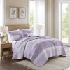 4-Piece Seersucker Lace Quilt Set King/Cal King — 106"×96", Floral Botanical, Vermicelli Quilting, Hypoallergenic, Antimicrobial | $66.99