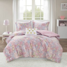 Metallic Printed Plush Comforter Set with Throw Pillow Twin/Twin XL
