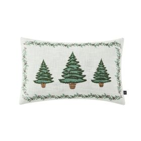 14" x 22" Ivory Trees Cotton Holiday Decorative Pillow