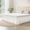 Wrap Around Queen Bed Skirt 15" Drop — White, No Mattress Lifting, Dual Elastic Straps, Dustproof & Wrinkle Resistant | $18.06