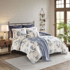 7 Piece Printed Seersucker Comforter Set with Throw Blanket