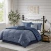 7-Piece Printed Seersucker Comforter Set Queen — Bed Skirt, 3 Decorative Pillows, Floral Botanical | $109.99