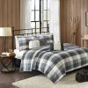 6-Piece Reversible Herringbone Quilt Set — Buffalo Plaid, Channel Quilting, Hand-Embroidered Pillows | King & Cal King