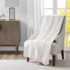 Oversized Quilted Throw with Scalloped Edges — White, 60"×72", Cotton Fill, Prewash Finish | $63.69