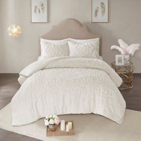 3-Piece Tufted Cotton Chenille Medallion Comforter Set