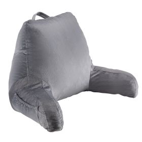 VEVOR Reading Pillow, Standard Size Bed Pillow with Shredded Memory Foam, Back Pillow with 3 Pockets and Washable Short Velvet Cloth, Top with Ha