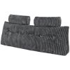 Queen Size Wedge Headboard Pillow — 59"W, 2 Side Pockets, 2 Removable Headrests, Velvet & Fiber Foam | $58.34
