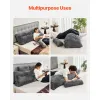 Queen Size Wedge Headboard Pillow — 59"W, 2 Side Pockets, 2 Removable Headrests, Velvet & Fiber Foam | $58.34
