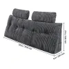 Queen Size Wedge Headboard Pillow — 59"W, 2 Side Pockets, 2 Removable Headrests, Velvet & Fiber Foam | $58.34