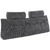 Queen Size Wedge Headboard Pillow — 59"W, 2 Side Pockets, 2 Removable Headrests, Velvet & Fiber Foam | $58.34