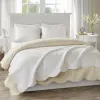 Oversized Quilted Throw with Scalloped Edges — White, 60"×72", Cotton Fill, Prewash Finish | $63.69