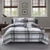 Black & Grey Plaid Comforter Set — 4 Piece, Hand-Drawn Print, Antimicrobial, Twin & Twin XL | $84.32