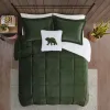 4-Piece Plush to Sherpa Comforter Set King — 102"×86", Printed Plush Face, Cozy Cabin Berber Reverse, Appliquéd Pillow | $155.06